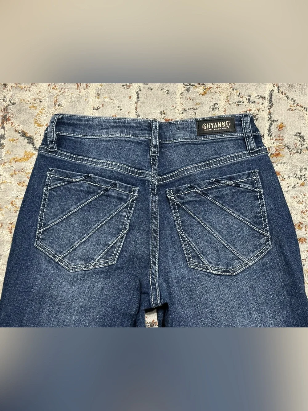 Shyanne Distressed Button-Fly Flare Jeans size 26 x 32